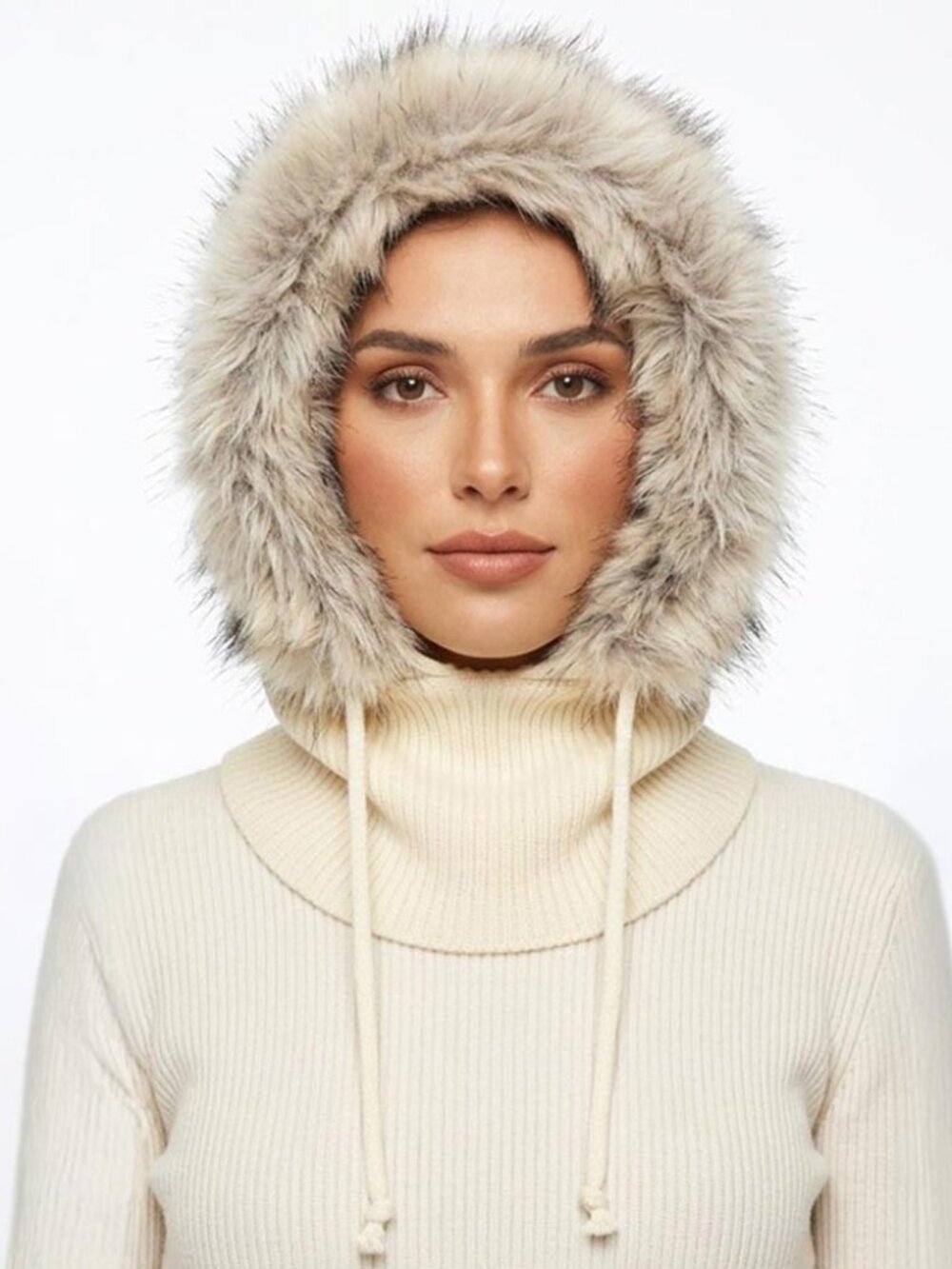 NEW NWT Boutique Plush Fur Winter Balaclava Neck Warmer Scarf Hood Hat